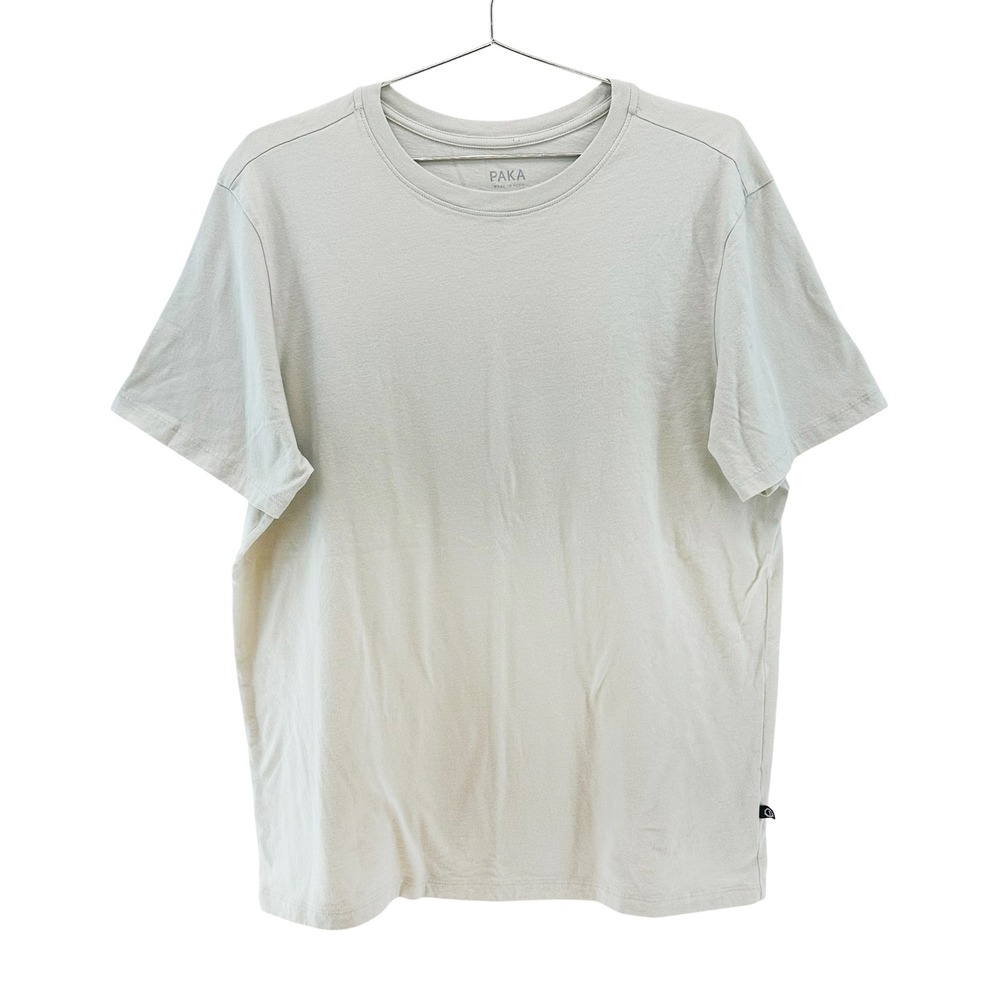 PAKA Organic Pima Cotton & Alpaca Crew Neck Tee • Large • bone beige